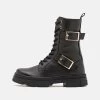 Friboo Leather - Botas Con Cordones -Black