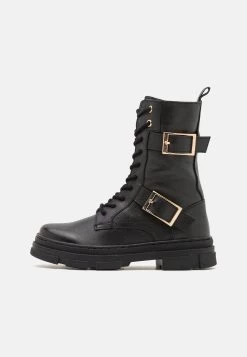Friboo Leather - Botas Con Cordones -Black